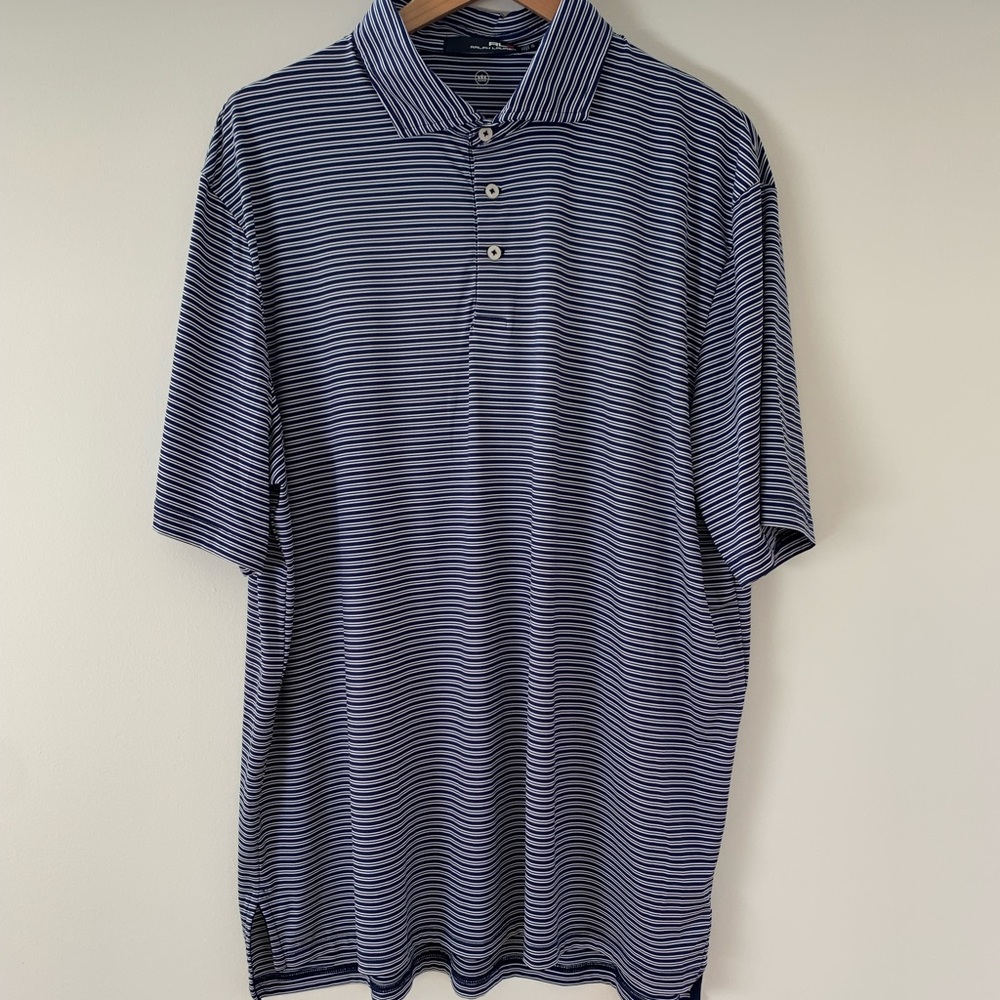 RLX by Ralph Lauren Blue Stripe Golf Polo Size XL